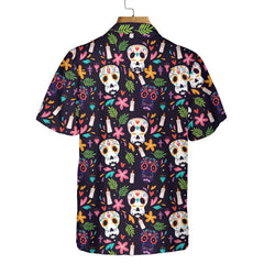 Halloween Gift Bone Skull Dog With Mexico Pattern Hawaiian Shirt, Funny Sugar Skull Dachshund Shirt - Hyperfavor