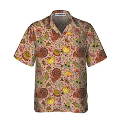 Hand-drawn Thanksgiving Food And Drinks Hawaiian Shirt, Funny Thanksgiving Shirt, Gift For Thanksgiving Day - Hyperfavor