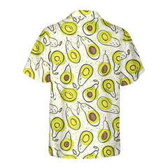 Hand Drawn Avocado Pattern Hawaiian Shirt, Funny Avocado Shirt, Short Sleeve Avocado Print Shirt - Hyperfavor