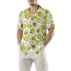 Hand Drawn Avocado Pattern Hawaiian Shirt, Funny Avocado Shirt, Short Sleeve Avocado Print Shirt - Hyperfavor