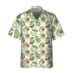Hand Drawn Cute Avocado Pattern Hawaiian Shirt, Funny Avocado Shirt, Short Sleeve Avocado Print Shirt - Hyperfavor