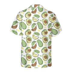 Hand Drawn Cute Avocado Pattern Hawaiian Shirt, Funny Avocado Shirt, Short Sleeve Avocado Print Shirt - Hyperfavor