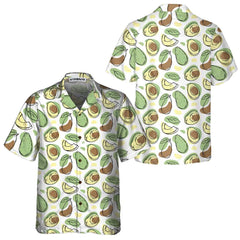 Hand Drawn Cute Avocado Pattern Hawaiian Shirt, Funny Avocado Shirt, Short Sleeve Avocado Print Shirt - Hyperfavor