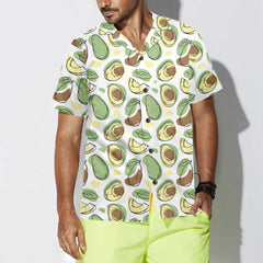Hand Drawn Cute Avocado Pattern Hawaiian Shirt, Funny Avocado Shirt, Short Sleeve Avocado Print Shirt - Hyperfavor