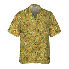 Hand Drawn Doodle Corn Cobs Hawaiian Shirt, Corn Shirt Button Up, Hawaiian Shirt With Corn - Hyperfavor