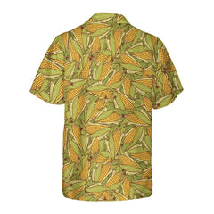 Hand Drawn Doodle Corn Cobs Hawaiian Shirt, Corn Shirt Button Up, Hawaiian Shirt With Corn - Hyperfavor