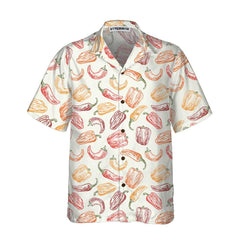 Hand Drawn Ripe Peppers Hawaiian Shirt, Funny Red Pepper Shirt For Men, Red Hot Chilli Shirt - Hyperfavor