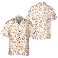 Hand Drawn Ripe Peppers Hawaiian Shirt, Funny Red Pepper Shirt For Men, Red Hot Chilli Shirt - Hyperfavor