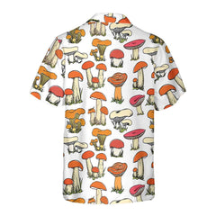 Hand Drawn Wild Mushrooms Hawaiian Shirt, Unique Mushroom Shirt, Mushroom Print Shirt - Hyperfavor