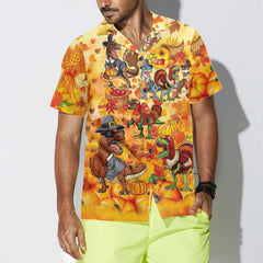 Happy Thanksgiving Dinosaurs T Rex Thanksgiving Hawaiian Shirt, Funny Dinosaur Hawaiian Shirt For Dinosaur Lover - Hyperfavor