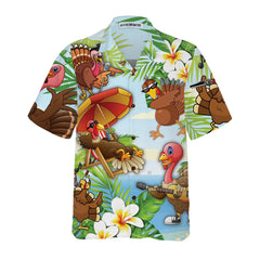 Happy Thanksgiving Turkeys At The Beach Thanksgiving Hawaiian Shirt - Hyperfavor