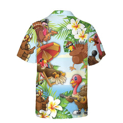 Happy Thanksgiving Turkeys At The Beach Thanksgiving Hawaiian Shirt - Hyperfavor