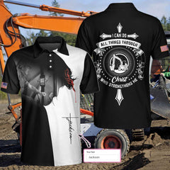 Heavy Equipment Operator I Can Do All Things Custom Polo Shirt - Hyperfavor