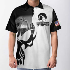Heavy Equipment Operator Proud Skull Polo Shirt - Hyperfavor