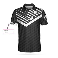 Hole In One Is Perfect Black American Flag Golf Custom Polo Shirt For Men, Best Gift For Golfers - Hyperfavor
