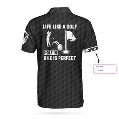 Hole In One Is Perfect Black American Flag Golf Custom Polo Shirt For Men, Best Gift For Golfers - Hyperfavor