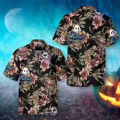 Horror Movie Characters Scare Dogs Halloween Hawaiian Shirt, Funny Halloween Shirt For Men & Women - Hyperfavor