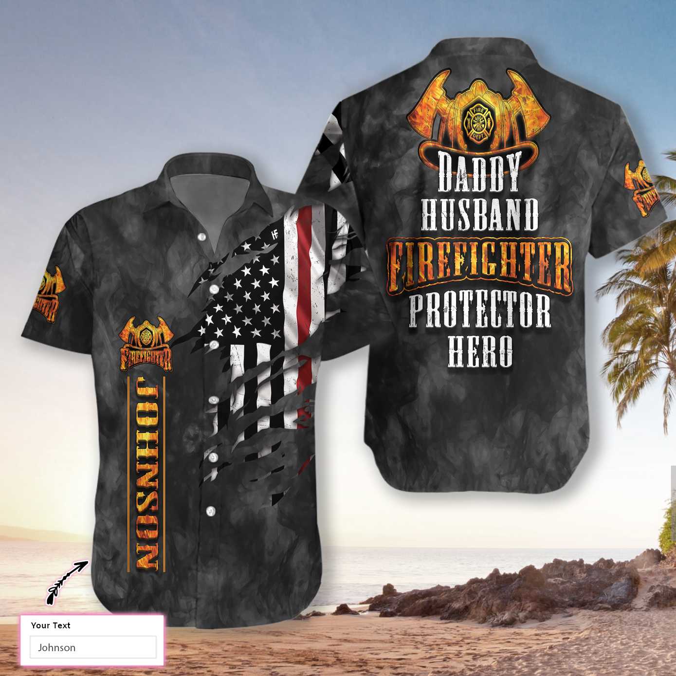 Husband Daddy Firefighter EZ24 2501 Custom Hawaiian Shirt - Hyperfavor