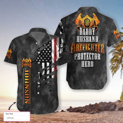 Husband Daddy Firefighter EZ24 2501 Custom Hawaiian Shirt - Hyperfavor