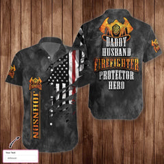 Husband Daddy Firefighter EZ24 2501 Custom Hawaiian Shirt - Hyperfavor