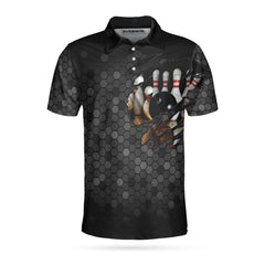 I Don't Give A Split Polo Shirt, Black Skull Bowling Polo Shirt For Bowlers, Cool Bowling Gift Idea - Hyperfavor