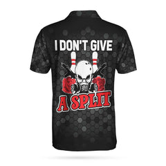 I Don't Give A Split Polo Shirt, Black Skull Bowling Polo Shirt For Bowlers, Cool Bowling Gift Idea - Hyperfavor