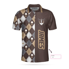 Brown Argyle Pattern Grandpa Is My Name And Golf Is My Game Custom Polo Shirt, Personalized Golf Gift Idea - Hyperfavor