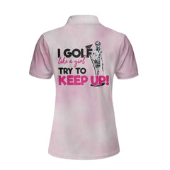 I Golf Like A Skull Girl Custom Short Sleeve Women Polo Shirt, Personalized Tie Dye Pink Golf Shirt For Ladies - Hyperfavor