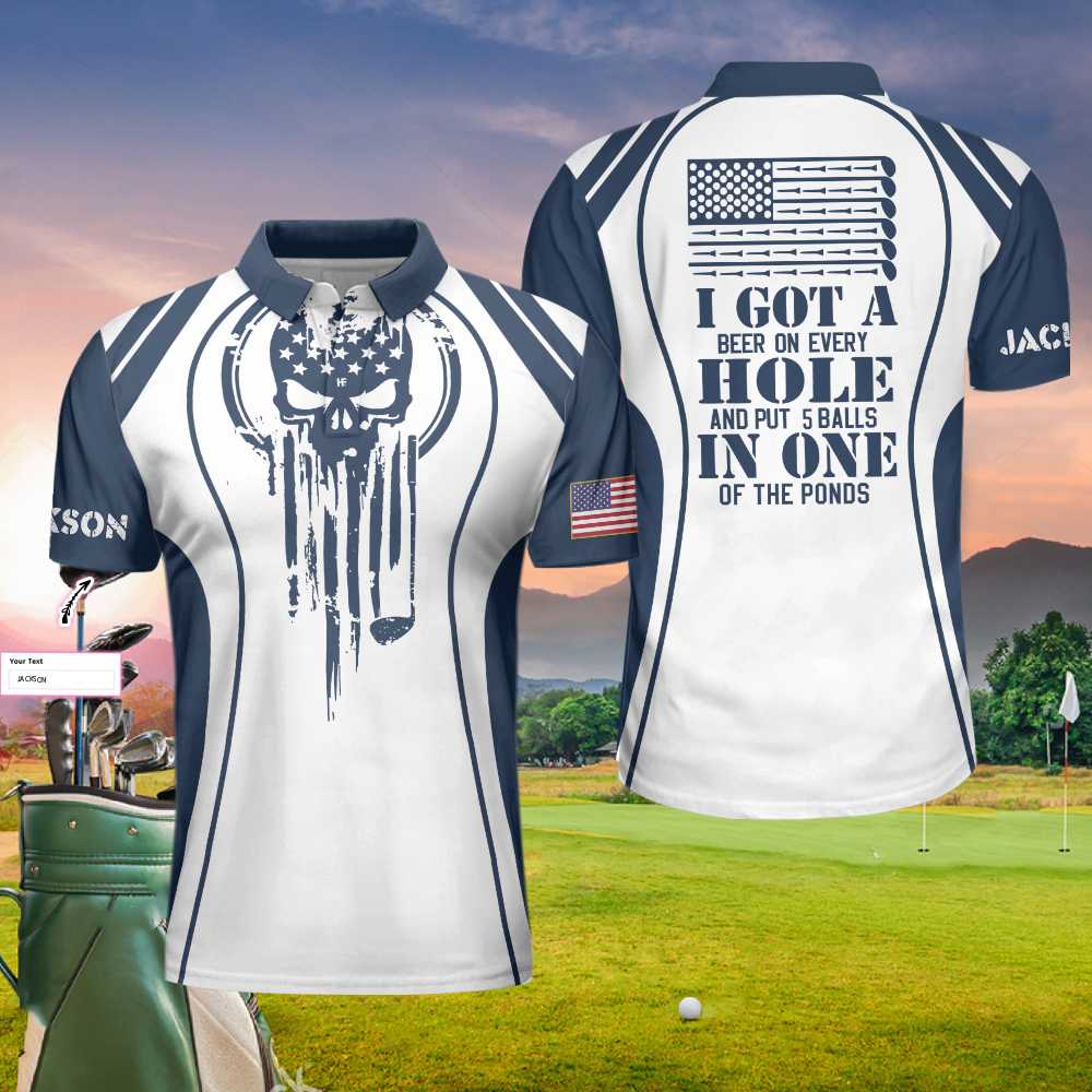 I Got A Hole In One Golf Custom Polo Shirt, Personalized Skull Golf Shirt For Men - Hyperfavor