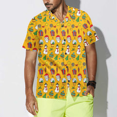 I Love Christmas Shirt For Men With Christmas Pattern, Cute Christmas Hawaiian Shirt - Hyperfavor