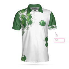 I Made A Hole In One Custom Polo Shirt, White And Green Argyle Pattern Polo Shirt, Funny Golf Sayings Shirt - Hyperfavor