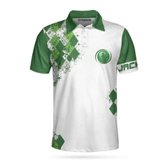 I Made A Hole In One Custom Polo Shirt, White And Green Argyle Pattern Polo Shirt, Funny Golf Sayings Shirt - Hyperfavor