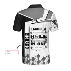 I Made A Hole In One Golf Custom Polo Shirt, Black And White Skull Golf Shirt, Personalized Golf Gift - Hyperfavor
