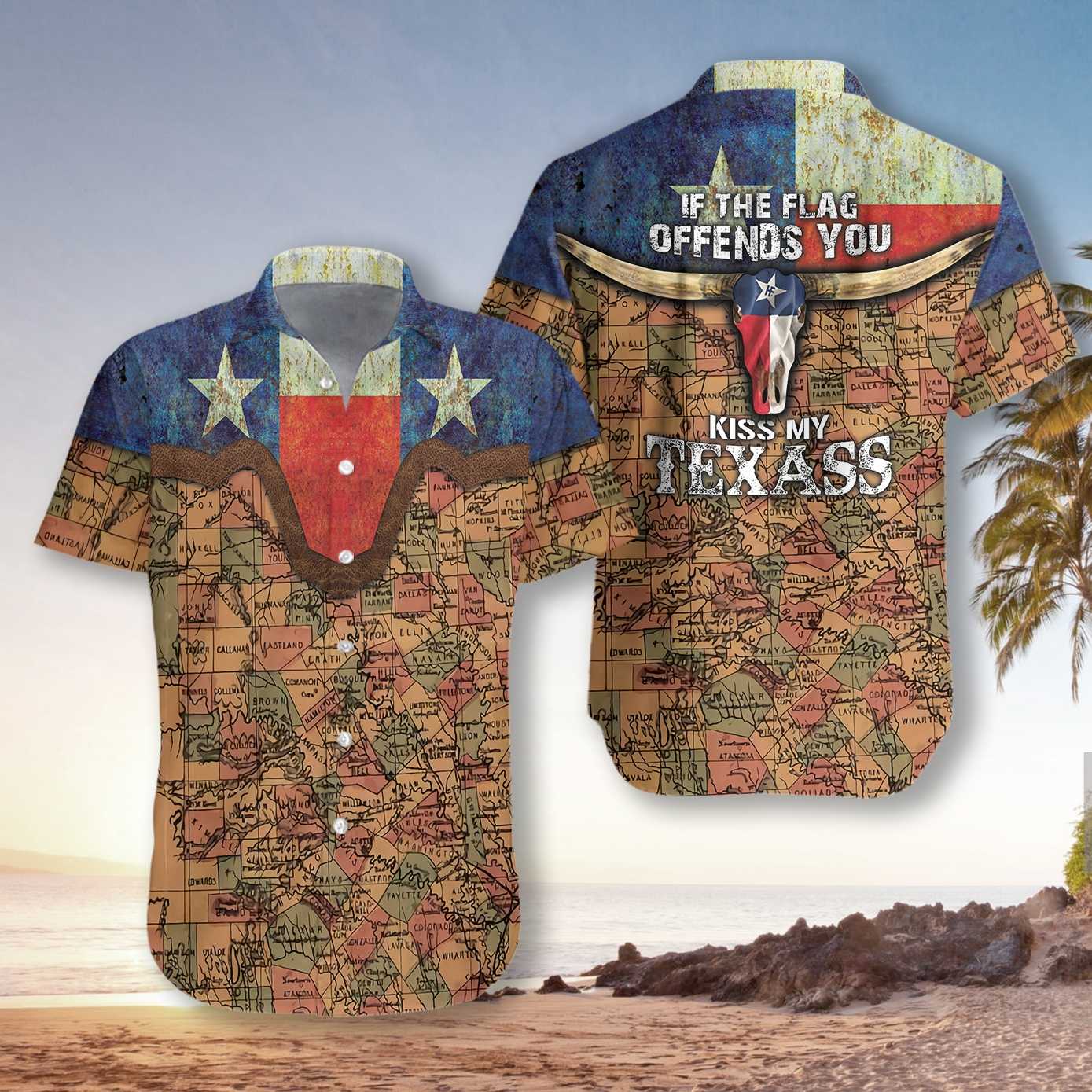 If The Flag Offends You Kiss My Texass EZ24 0903 Hawaiian Shirt - Hyperfavor
