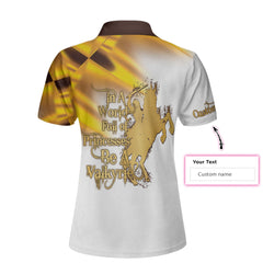 In A World Full Of Princesses Be A Valkyrie Custom Short Sleeve Women Polo Shirt, Personalized Horse Riding Shirt For Women - Hyperfavor