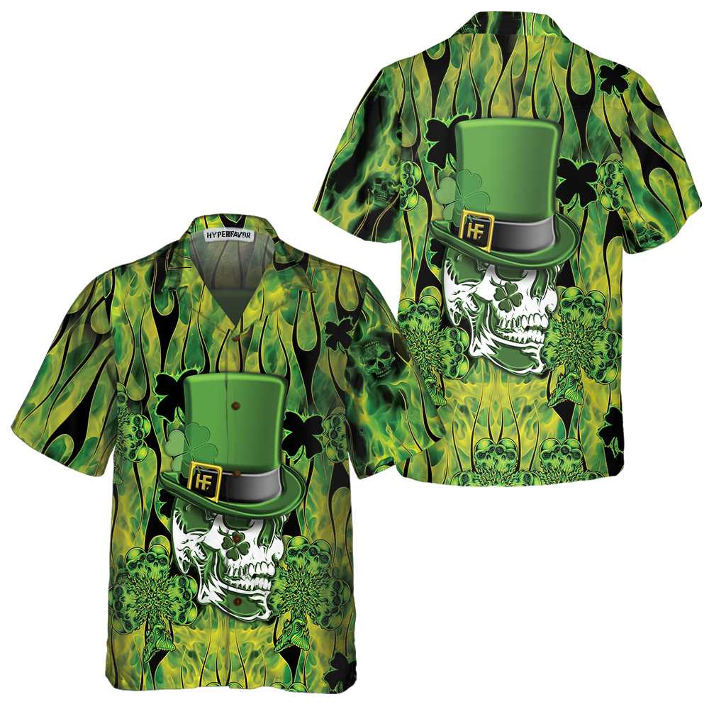 Irish Skull Saint Patricks Hawaiian Shirt, St. Patricks Day Shirt, Cool St Patrick's Day Gift - Hyperfavor
