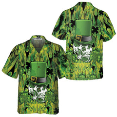 Irish Skull Saint Patricks Hawaiian Shirt, St. Patricks Day Shirt, Cool St Patrick's Day Gift - Hyperfavor