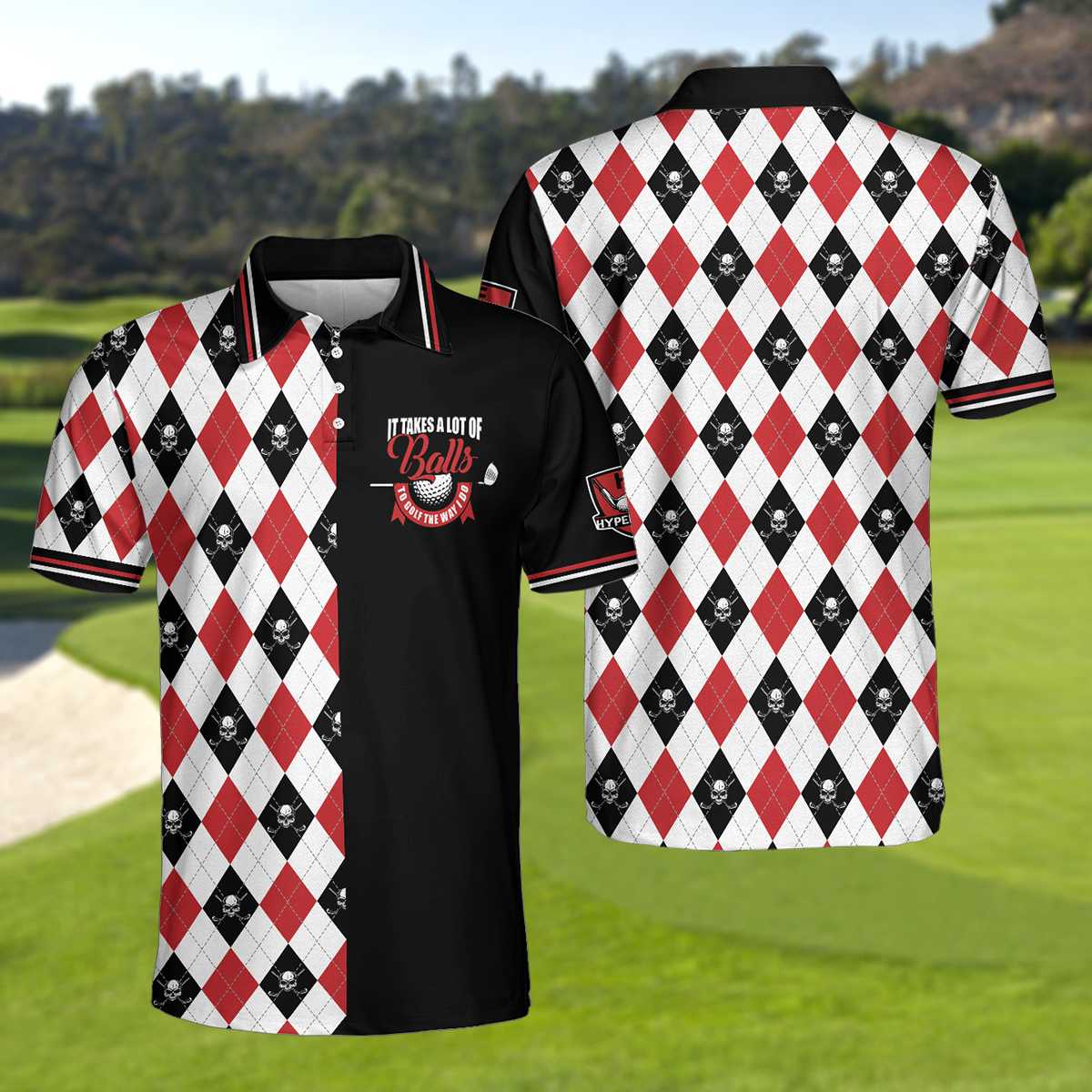 It Takes A Lot Of Balls Red Black And White Pattern EZ24 1104 Polo Shirt - Hyperfavor