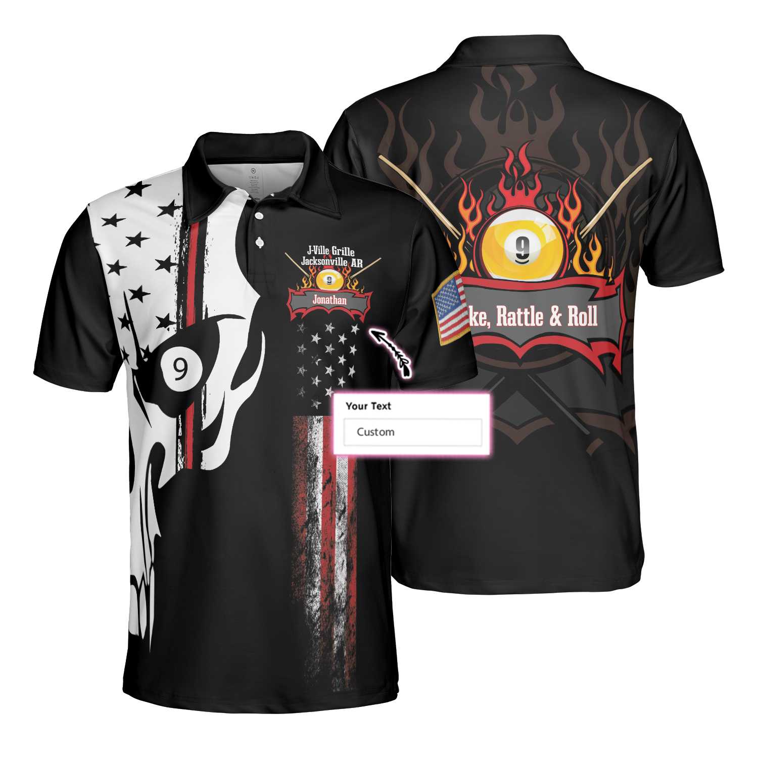 J-Ville Grille Jacksonville AR Custom Polo Shirt - Hyperfavor