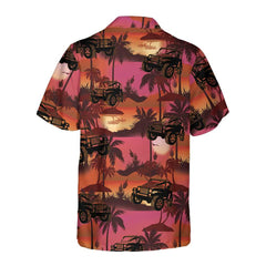 Jeep Tropical Sunset Pattern Hawaiian Shirt, Retro Vibe Jeep Beach Shirt For Men - Hyperfavor