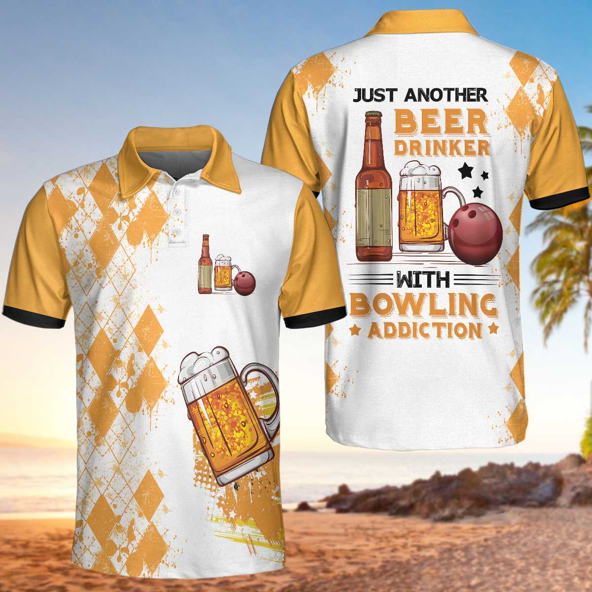 Just Another Beer Drinker With Bowling Addiction Polo Shirt - Hyperfavor