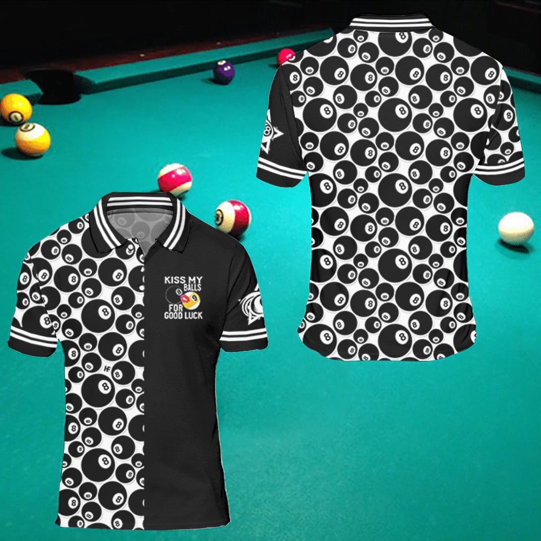Kiss My Balls For Good Luck Polo Shirt, Best Polo Style Billiard Shirt, Gift Idea For Billirad Players - Hyperfavor