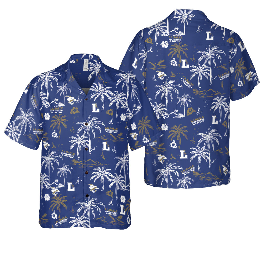 La Salle Swimming And Diving Logo Blue Version Hawaiian Shirt - Hyperfavor