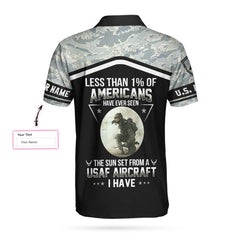 Less Than 1% Of Americans Have Ever Seen The Sunset From A U.S.A.F Aircraft Custom Polo Shirt, Veteran Shirt For Men - Hyperfavor