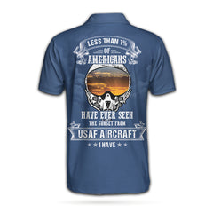 Less Than 1% Of Americans Have Ever Seen The Sunset From USAF Aircraft Custom Polo Shirt, Blue Air Force Veteran Shirt - Hyperfavor