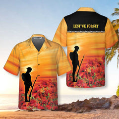 Lest We Forget Hawaiian Shirt, Proud Veteran Shirt, Best Gift For Veteran Day - Hyperfavor