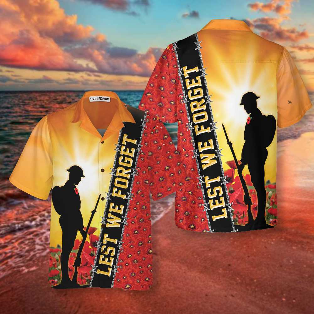 Lest We Forget Veteran US Hawaiian Shirt, Proud Veteran Shirt, Meaningful Gift For Veteran Day - Hyperfavor