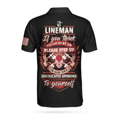 Lineman Proud Skull Polo Shirt - Hyperfavor