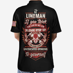 Lineman Proud Skull Polo Shirt - Hyperfavor