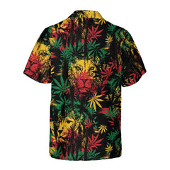 Lion Head With Cannabis Marijuana Leaves Lion Hawaiian Shirt, Button Up Lion Shirt For Men & Women, Cool Gift For Lion Lover - Hyperfavor